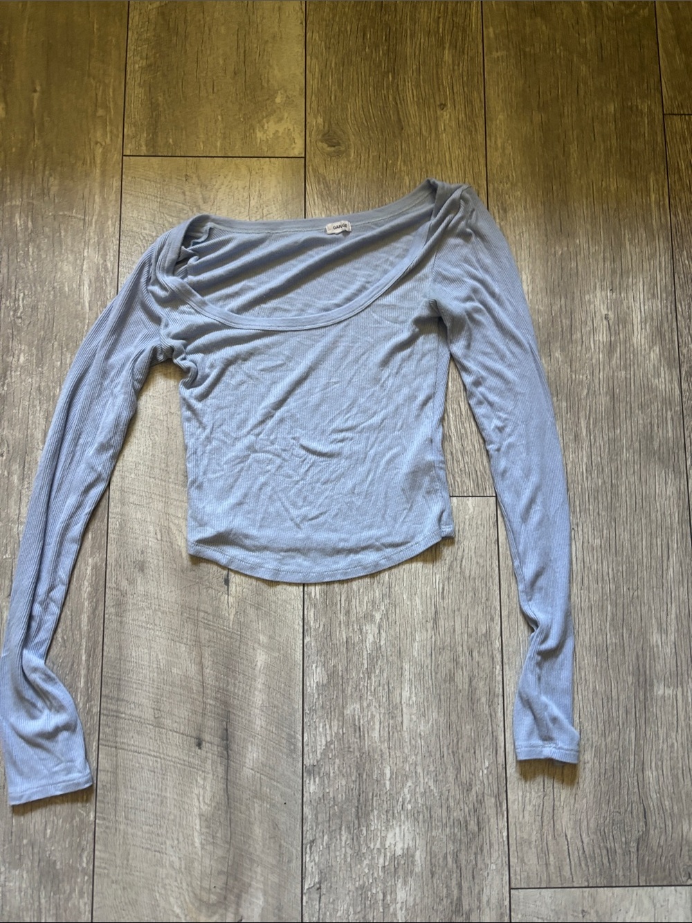 Garage Light Blue Long Sleeve Scoop Neck Top